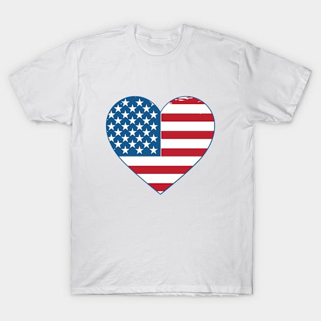 Patriotic Peace Heart 4th July America Americana American Pride, American Flag, Usa Gift, USA FLAG T-Shirt by UranusArts